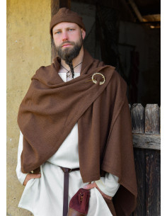 Coperta Mantello Vichingo Lana Marrone Sarghe di Rombi