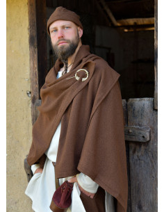 Coperta Mantello Vichingo Lana Marrone Sarghe di Rombi 2