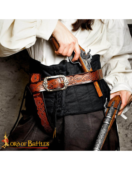 Cintura vichinga in cuoio lavorato a...