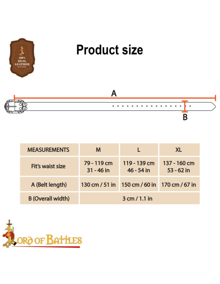 Cintura medieval in cuoio marrone...