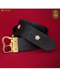 Cintura medieval borgognona per donne, pelle nera