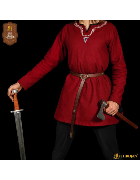 Cintura vichinga in pelle marrone,...