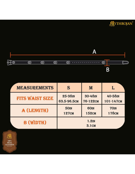 Cintura vichinga in pelle marrone,...