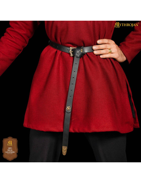 Cintura vichinga in pelle nera,...