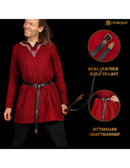 Cintura vichinga in pelle nera,...