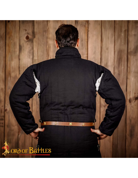 Cintura medieval in cuoio marrone con...