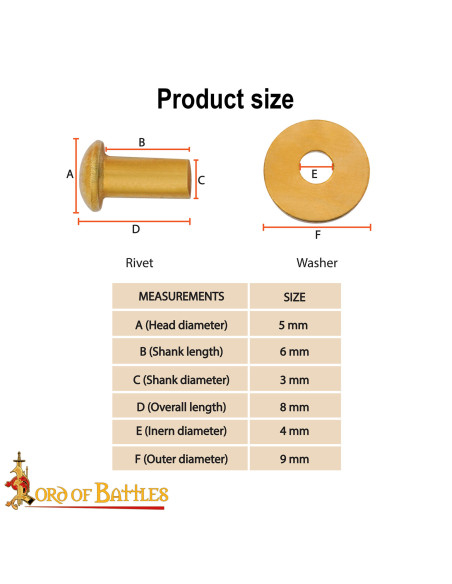 Set di 50 rivetti a testa rotonda in...