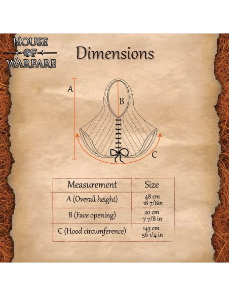 Gugel medieval imbottito in cotone,...