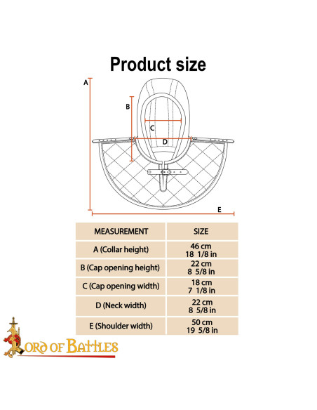 Cappuccio medievale imbottito in...