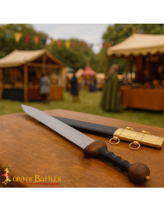 Gladio Romano decorativo dettagli in ottone, con fodero