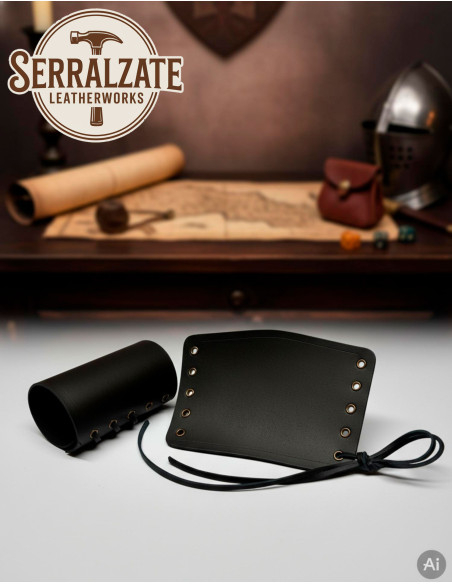 Braccialetti medievali in pelle nera,...