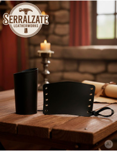 Braccialetti medievali in pelle nera, fatti a mano