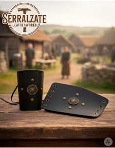 Bracciali celtici a ruota in vera pelle, neri 2