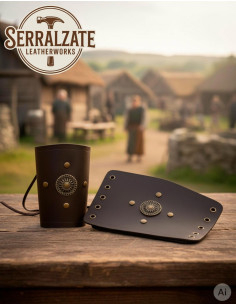 Bracciali celtici a ruota in vera pelle artigianale, marroni 2