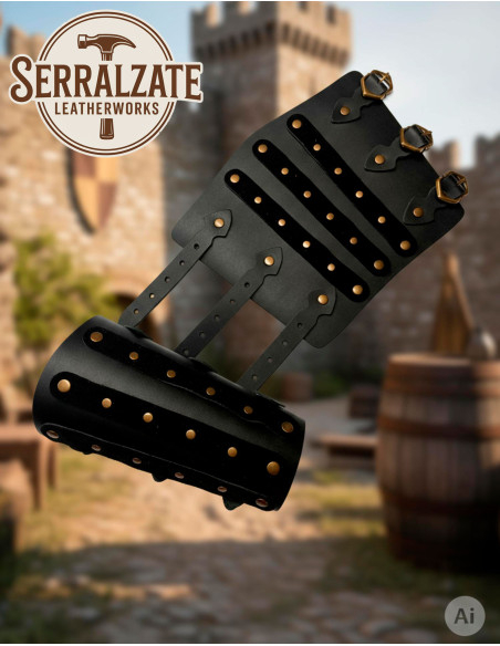 Bracciali LARP in vera pelle nera...