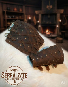 Bracciali Vikinghi in Pelle Vera a Rombi, Marroni