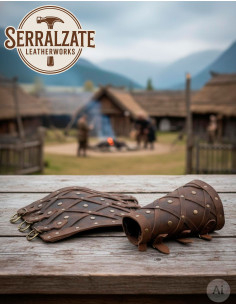 Bracciali Vikinghi in Pelle Vera a Rombi, Marroni 2