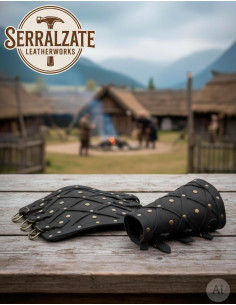 Bracciali Vikinghi in Pelle Genuina a Rombi, Neri 2