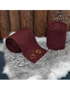 Winingas medievali in cotone marrone, con fibule in ottone