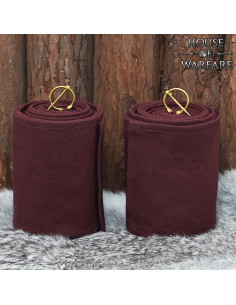 Winingas medievali in cotone marrone, con fibule in ottone 2