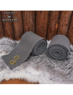 Winingas medievali in cotone grigio, con fibbie in ottone