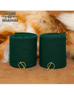 Winingas medievali in cotone verde, con fibule in ottone 2