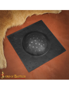 Umbo quadrato in acciaio annerito per scudo romano