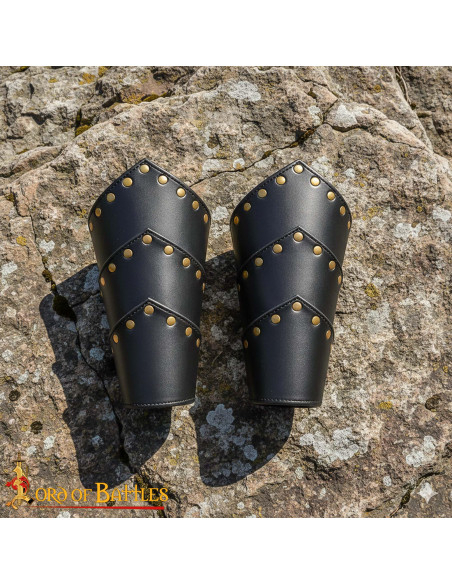 Bracciali medievali in pelle nera,...