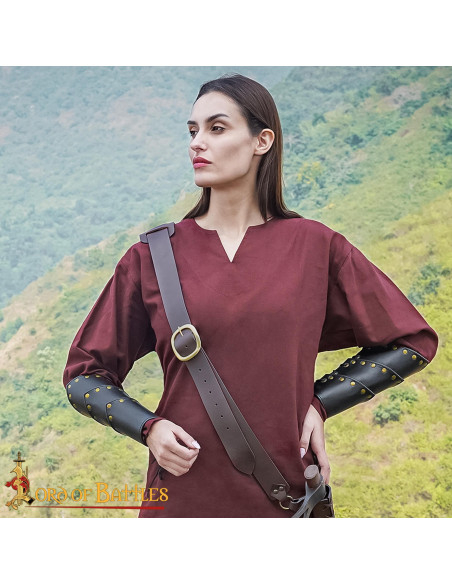 Bracciali medievali in pelle nera,...