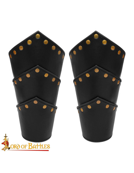 Bracciali medievali in pelle nera,...