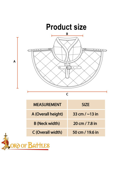 Gorjal medieval imbottito in cotone,...