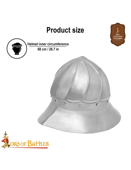 Elmo medieval burgundio del siglo XV,...