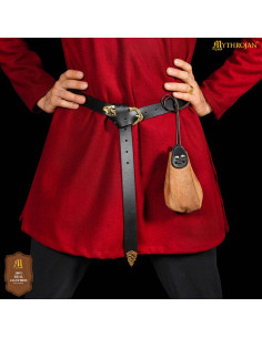 Borsa limosnera in pelle scamosciata con cordoncino,...