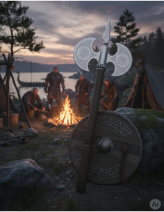 Ascia rustica doppia lama incisa, 61 cm. 2