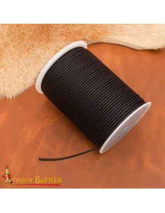 Bobina di cordone in cuoio genuino nero, 100 metri