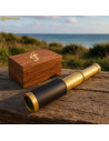 Cannocchiale pirata in ottone con scatola di legno (15 cm)
