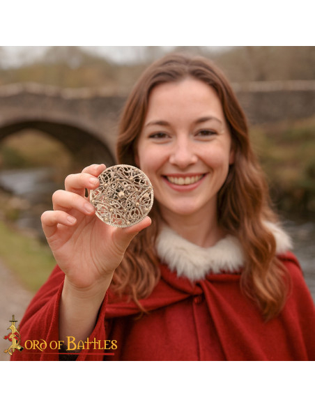 Spilla vichinga in bronzo, filigrana...