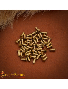 Set 25 rivetti a testa di fungo in ottone (6 mm)