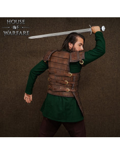 Armatura vichinga lamellare in pelle marrone (3 mm) 2