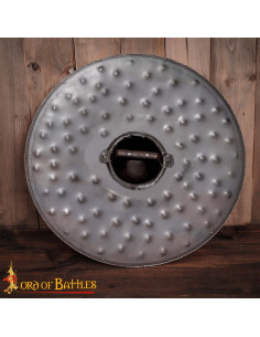 Scudo medievale rotondo rustico barbaro in acciaio 2