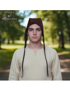 Crespina medieval contadino in camoscio, marrone scuro 2