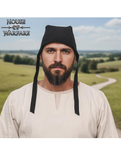 Crespina medieval contadina in pelle scamosciata, nera