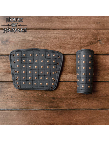 Bracciali medievali in pelle nera,...