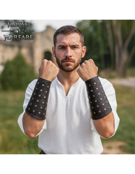 Bracciali medievali in pelle nera,...