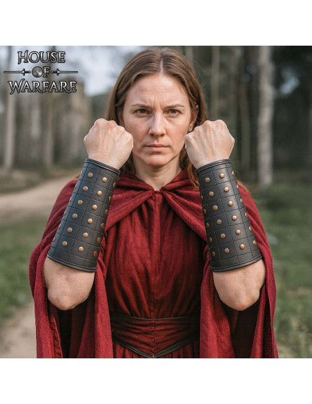 Bracciali medievali in pelle nera,...