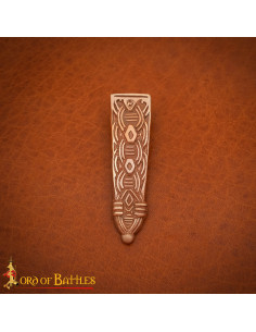 Punta per cintura vichinga design nodi, bronzo lucidato