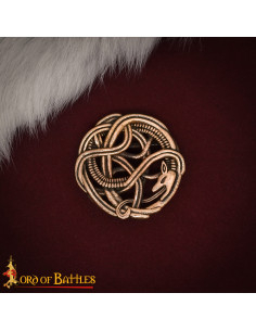 Fibbia vichinga a forma di serpente per cintura in bronzo...