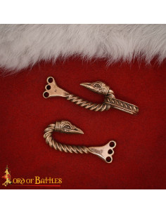 Chiusura di mantello celtico modello corvi in bronzo... 2