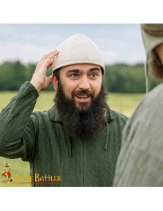 Cappello medievale imbottito in cotone bianco naturale 2