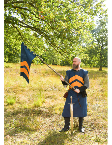 Stendardo medieval a strisce, blu-giallo